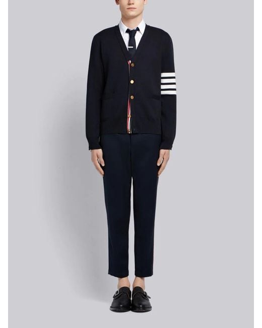 Thom Browne Blue Cardigan Scollo A V for men