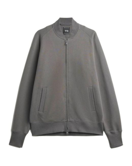 Y-3 Gray Zip-Up Bomber Jacket for men