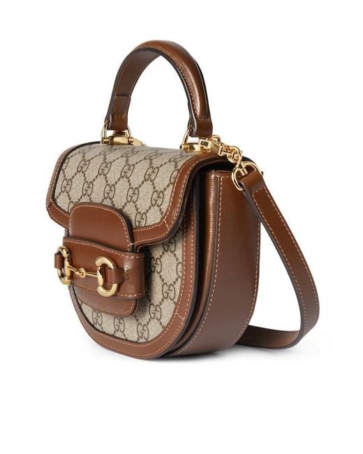 Gucci Brown Horsebit 1955 Mini Top Handle Bag