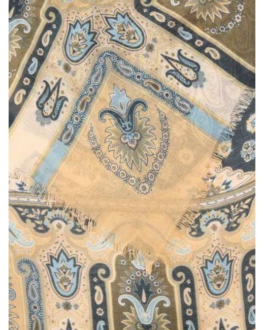 Etro Natural Modal And Cashmere Shawl With Paisley Motif