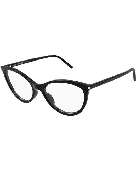 Saint Laurent White Eyewear Logo Printed Cat-Eye Frame Glasses