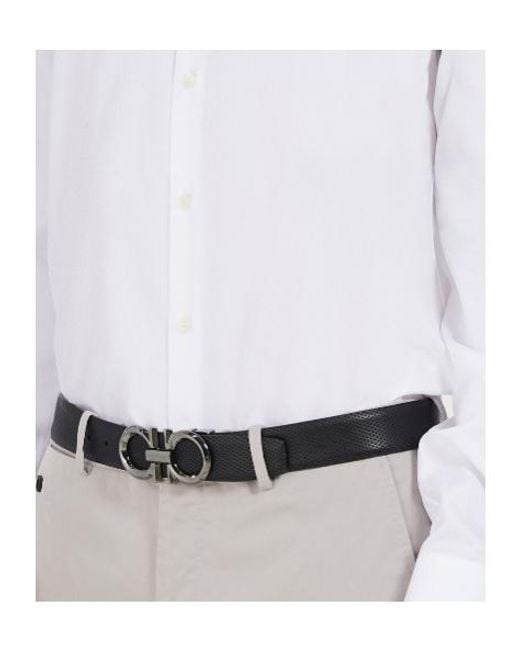 Ferragamo White Double-Sided Adjustable Gancini Belt for men