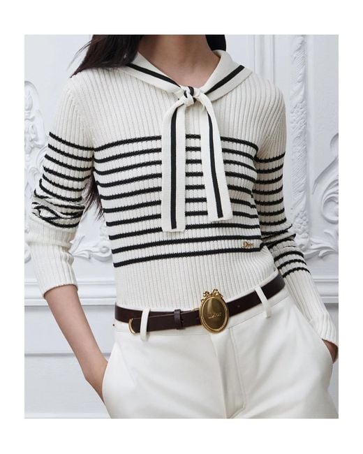 Dior White Iviera Marinière Sweater With Sailor Collar