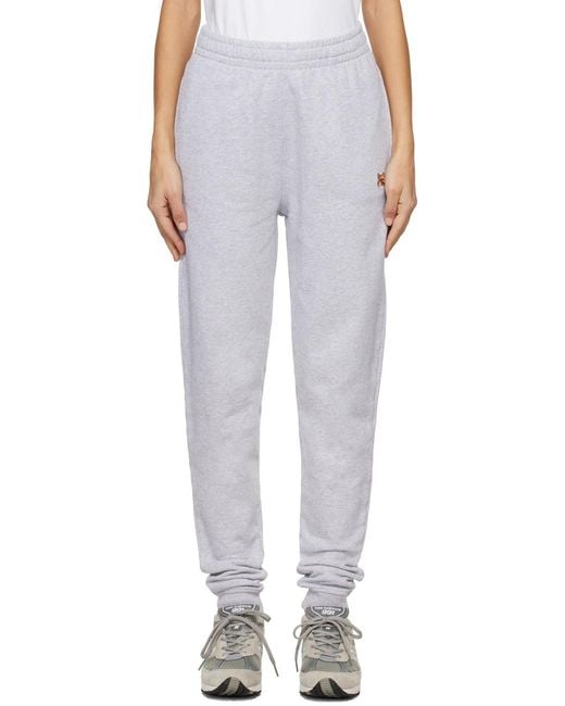 Maison Kitsuné Gray Maison Kitsun Fox Head Patch Sweatpants