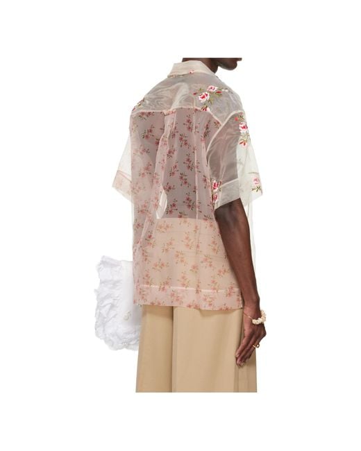 Simone Rocha Natural Sheer Patchwork Loose Shirt for men