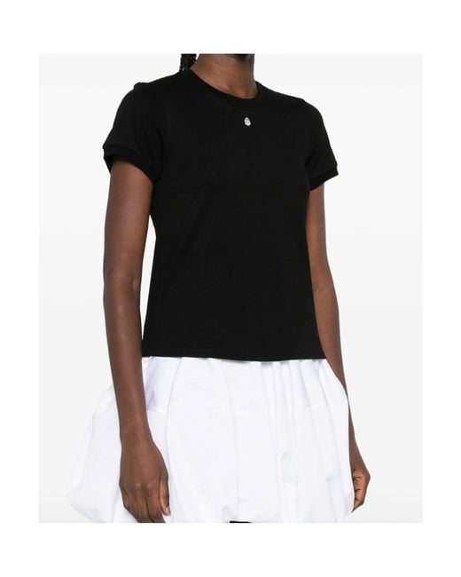 McQueen Black Skull Embroidered Crewneck T-Shirt