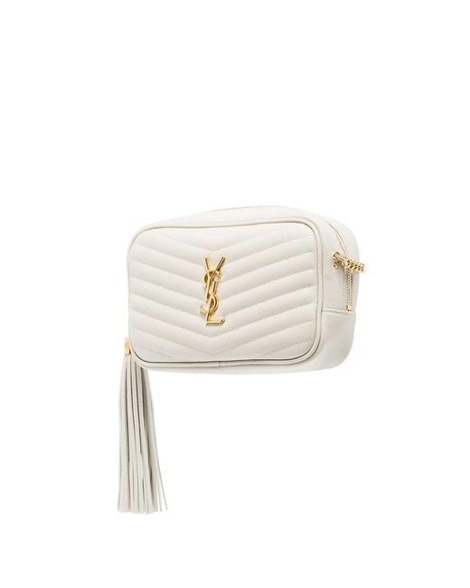 Saint Laurent White Lou Quilted Mini Shoulder Bag