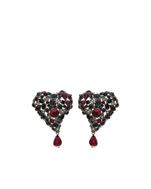 Saint Laurent White Embellished Heart Earrings
