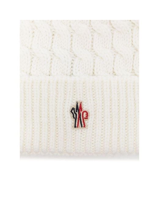 Moncler White Cuffed Wool Hat