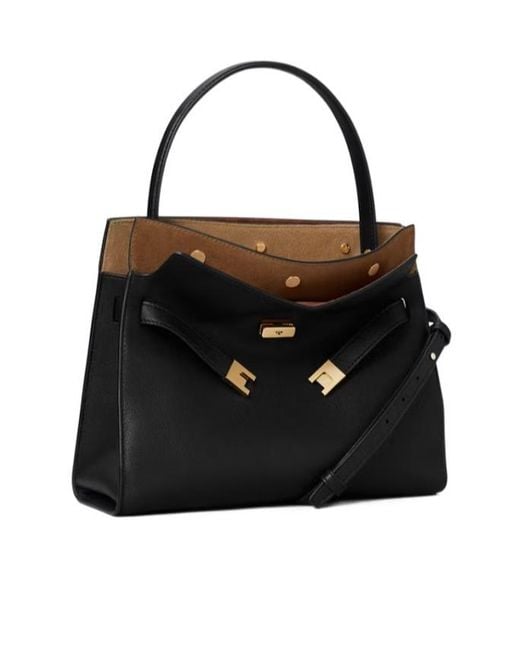 Tory Burch Black Small Lee Radziwill Double Tote Bag