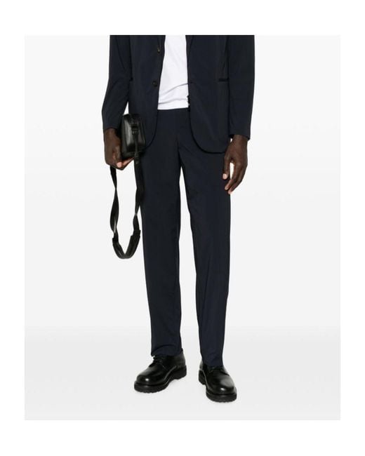 Emporio Armani Blue Elasticated-Waistband Trousers for men