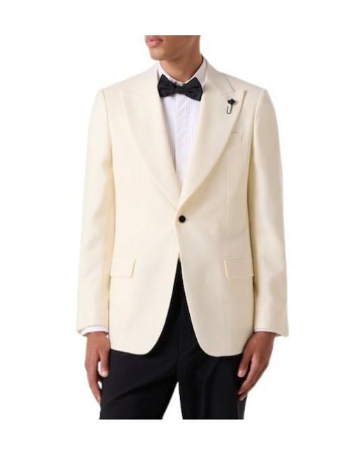 Lardini White Single-Breasted Virgin Wool Blazer for men