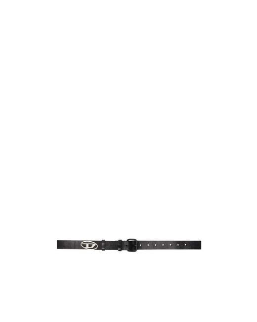 DIESEL White Logo Buckle Belt