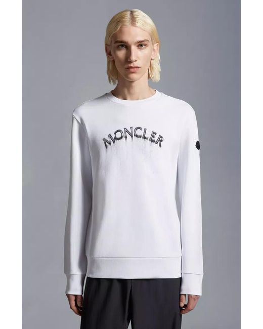 Moncler White Logo Sweatshirt for men