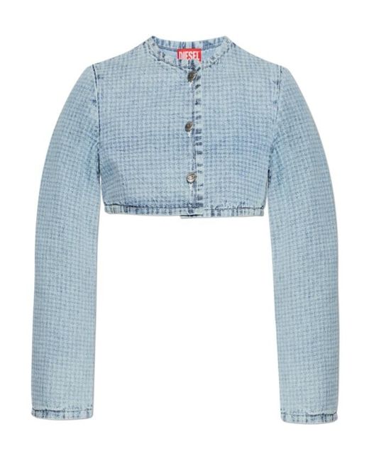 DIESEL Blue De-Terri-S Button Crop Jacket