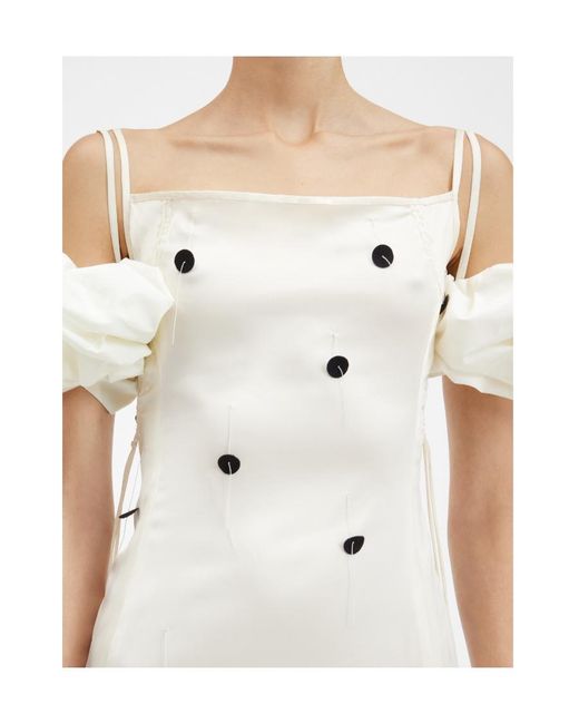 Jacquemus White Chouchou Polka-Dot Midi Dress