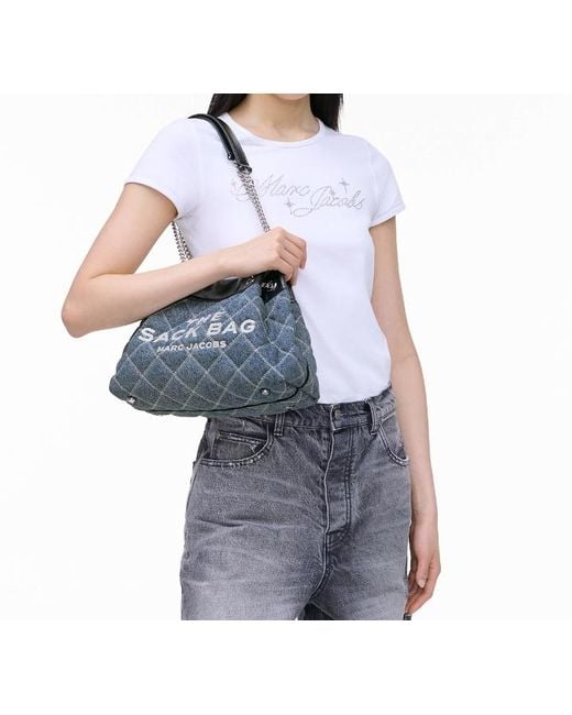Marc Jacobs Blue The Quilted Denim Chain Sack Bag