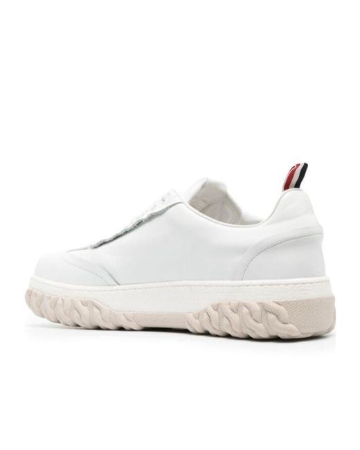 Thom Browne White Field Lace-Up Sneakers for men