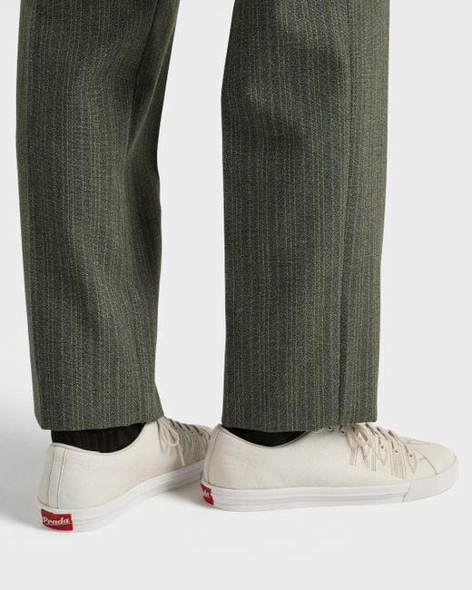 Prada White Logo-Embossed Lace-Up Sneakers for men