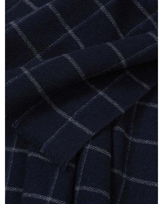 Fedeli Blue Checkered Pattern Scarf for men