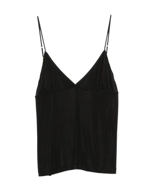 Saint Laurent Black V-Neck Chain-Link Top