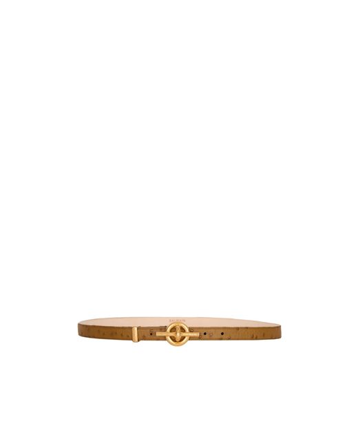 Balmain White Embossed Calfskin T-Bar Belt