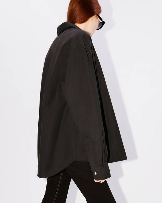 KENZO Black Logo Patch Buttoned Padded Shirt for men