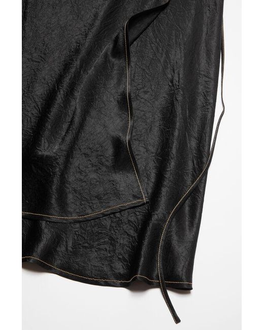 Acne Black Satin Wrap Skirt