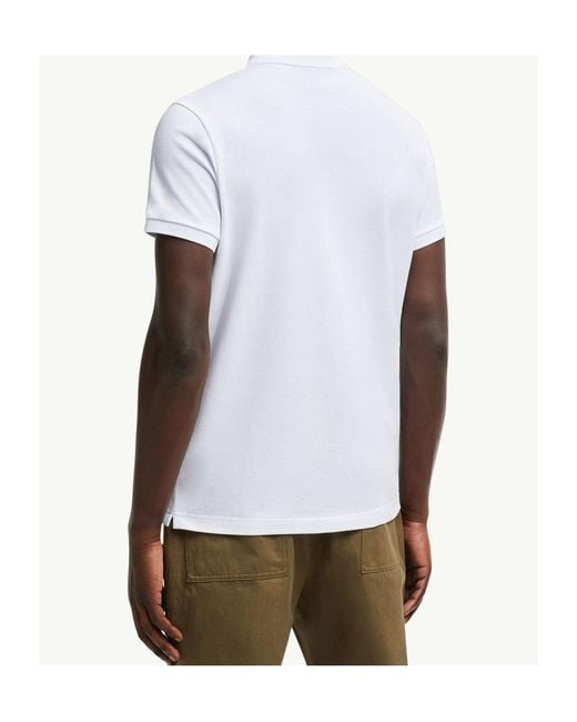 Moncler White Logo Patch Short-Sleeved Polo Shirt for men