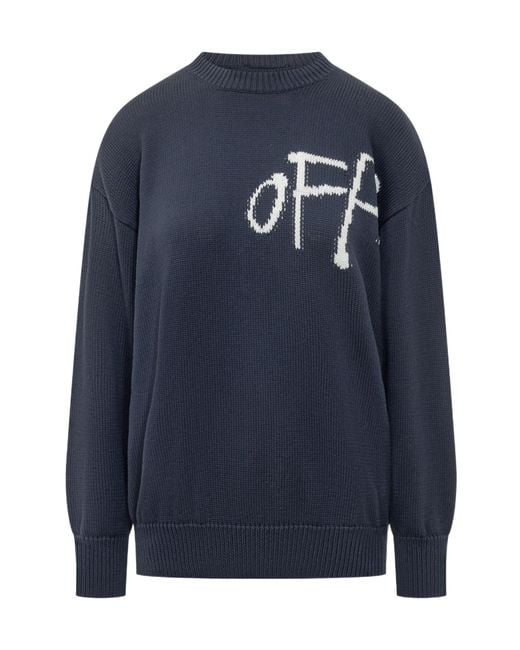 Off-White c/o Virgil Abloh Blue Crewneck Long-Sleeved Jumper