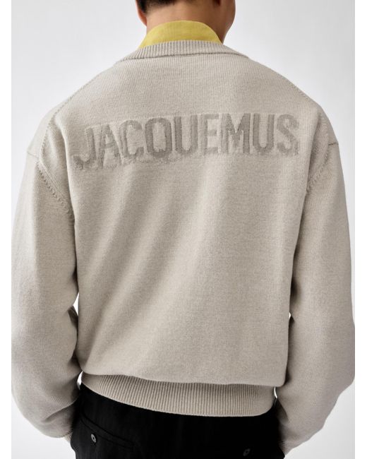 Jacquemus White Long-Sleeve Knit Cardigan for men
