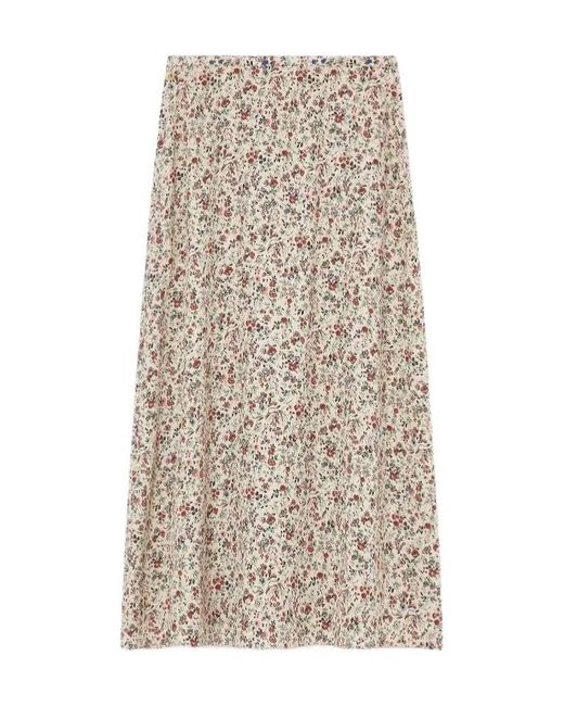Loro Piana Natural Floral Printed Midi Skirt
