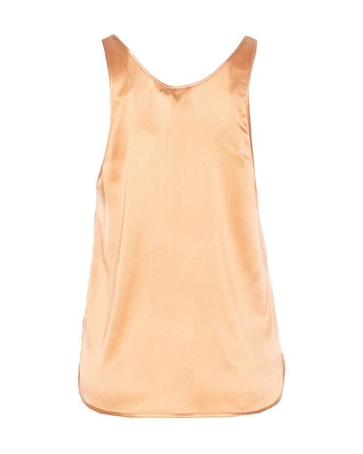 Pinko Orange Crewneck Satin Tank Top