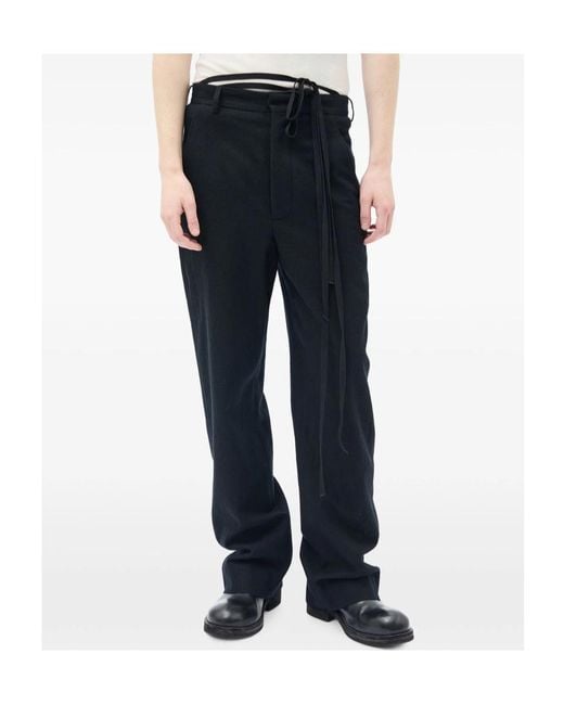 Ann Demeulemeester White Brushed-Wool Trousers for men