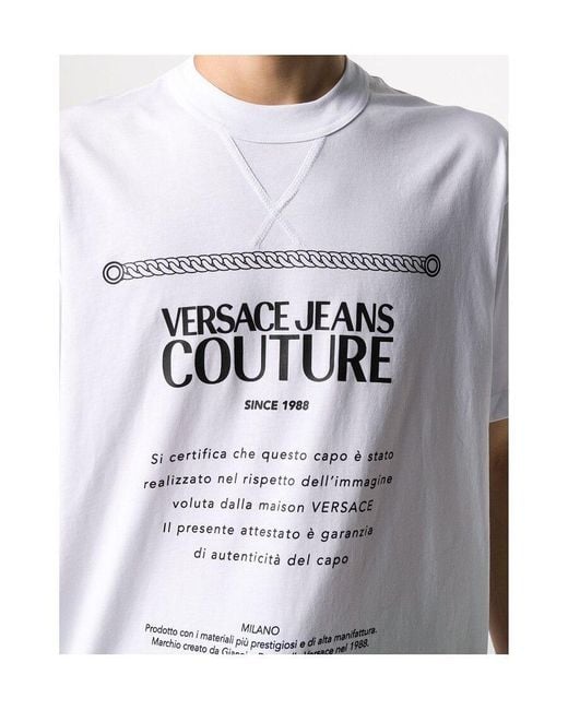 Versace Jeans White Logo Printed T-Shirt for men