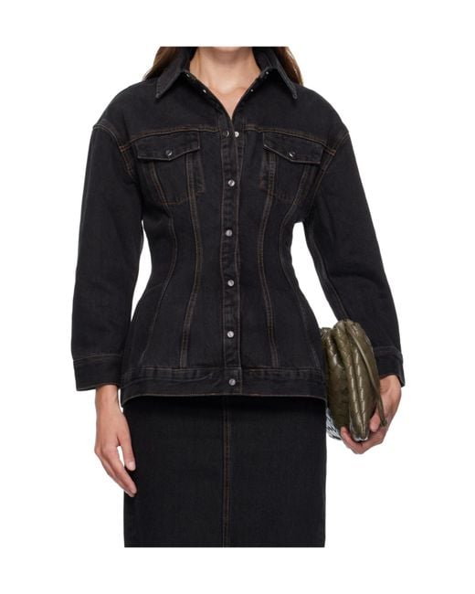Wardrobe NYC Black Denim Jacket With Nipped Waist