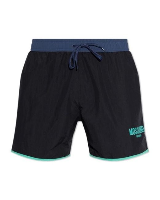 Moschino Blue Drawstring Swim Trunks for men