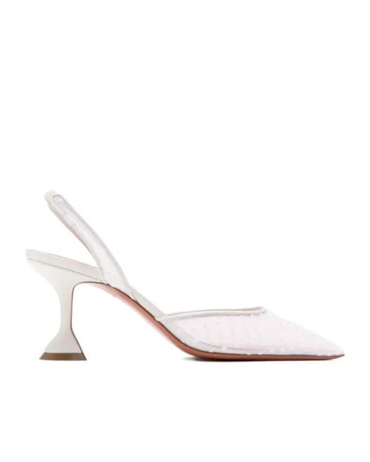 AMINA MUADDI White Holli Polka-Dot Slingback Pumps