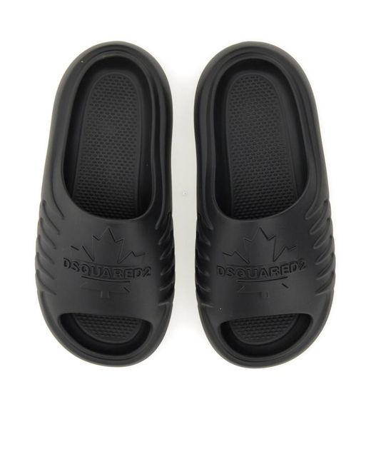 DSquared² Black Logo Embossed Slip-On Slides for men