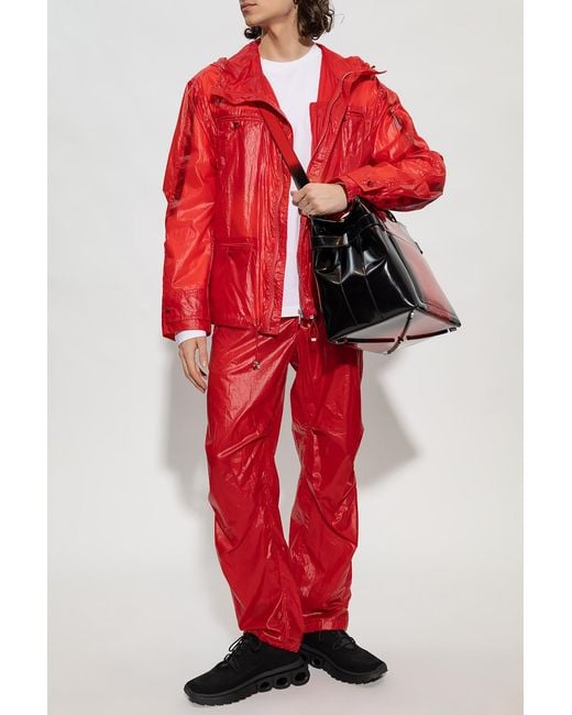 Ferragamo Red Ferragamo Hooded Drawstring Jacket for men