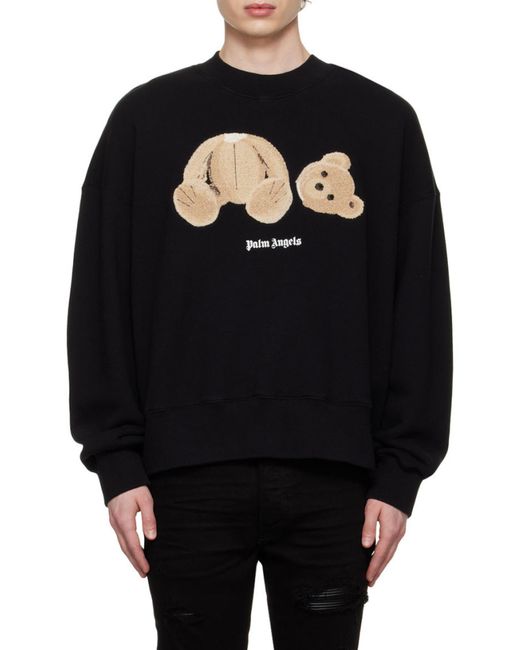 Palm Angels Black Logo Printed Crewneck Sweatshirt for men
