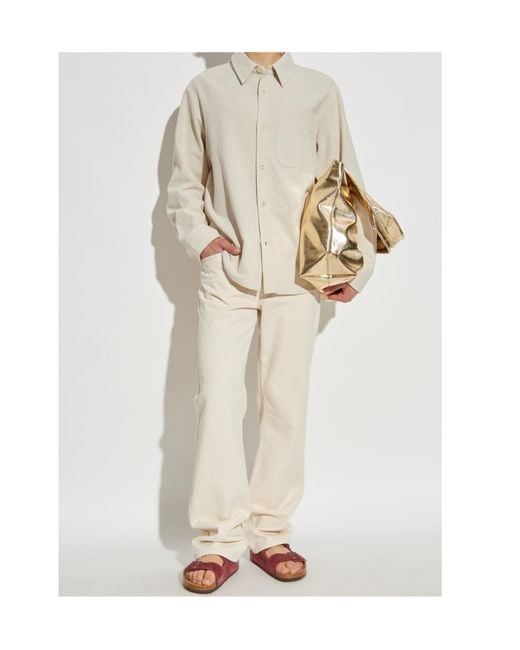 A.P.C. White Curved Hem Shirt for men