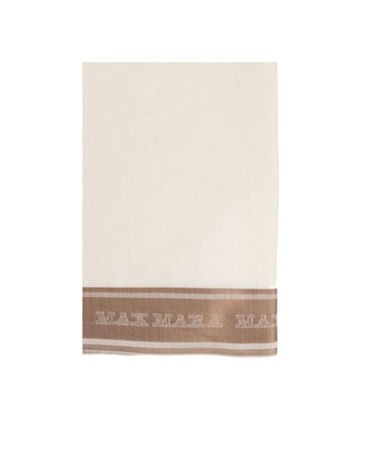 Max Mara White Silk, Cashmere And Wool Stole