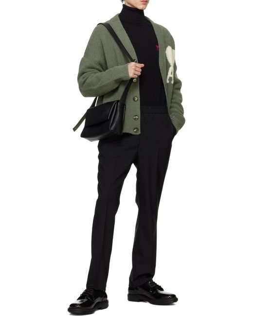 AMI Black Logo Embroidered Knitted Jumper for men