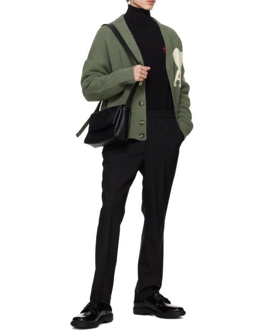 AMI Black Tailored Straight-Leg Pants for men