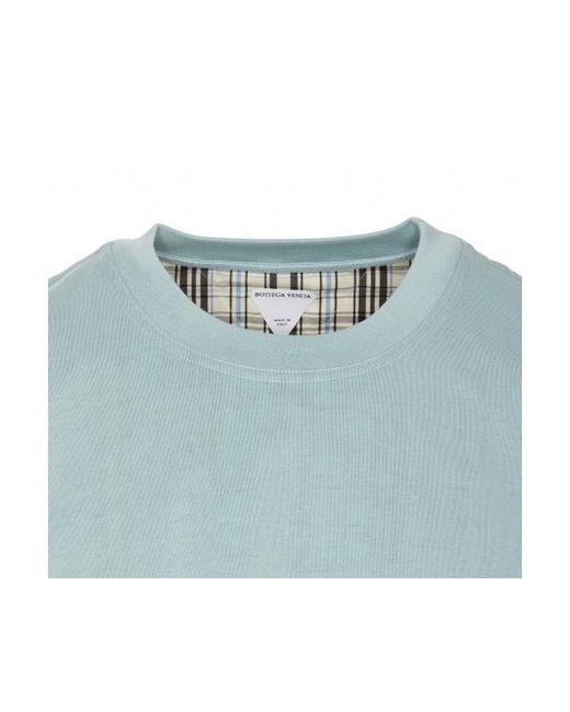 Bottega Veneta Blue Double Layer Checked T-Shirt for men