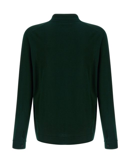 Roberto Collina Green Shirt-Collar Button Cardigan for men