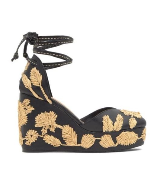 Castaner Metallic Castañer Carmela Embroidered Wedge Heeled Sandals
