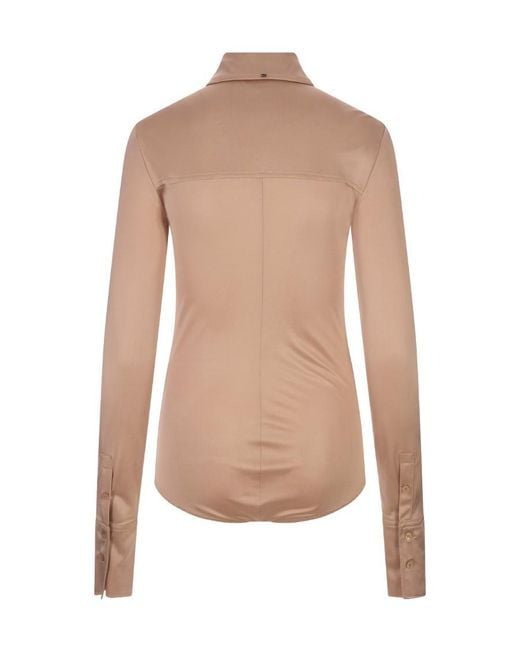 Sportmax Natural Buttoned Long-Sleeved Top