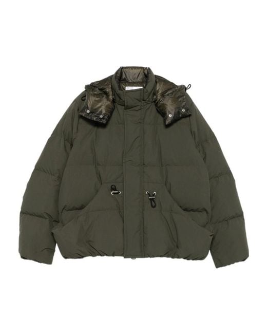Sacai Green High Neck Hooded Puffer Jacket for men